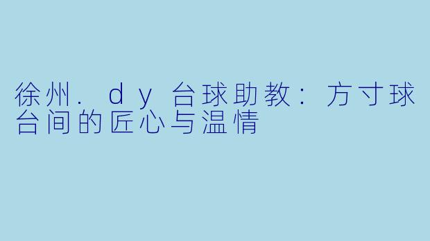 徐州.dy台球助教：方寸球台间的匠心与温情