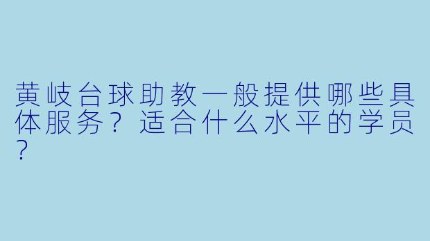 黄岐台球助教一般提供哪些具体服务?适合什么水平的学员?