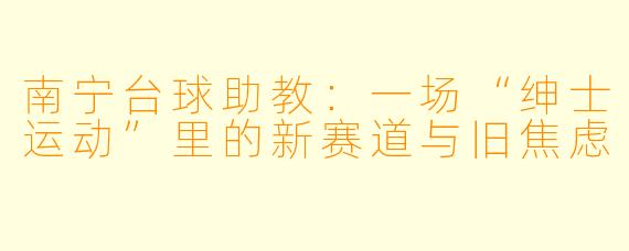南宁台球助教:一场“绅士运动”里的新赛道与旧焦虑