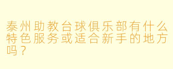 泰州助教台球俱乐部有什么特色服务或适合新手的地方吗？