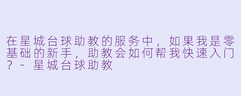在星城台球助教的服务中，如果我是零基础的新手，助教会如何帮我快速入门？