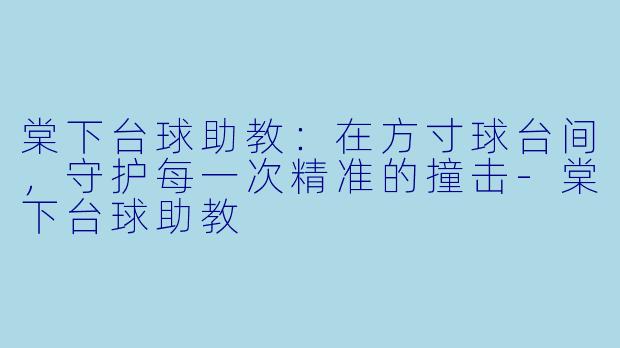 棠下台球助教：在方寸球台间，守护每一次精准的撞击-棠下台球助教