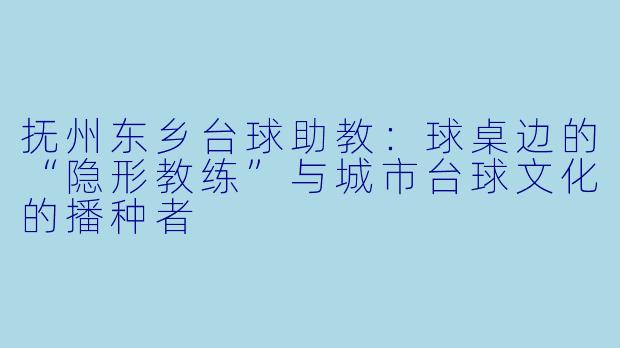 抚州东乡台球助教:球桌边的“隐形教练”与城市台球文化的播种者
