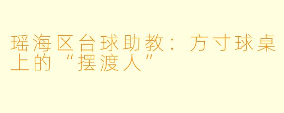 瑶海区台球助教:方寸球桌上的“摆渡人”