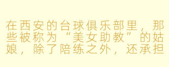在西安的台球俱乐部里,那些被称为“美女助教”的姑娘,除了陪练之外,还承担着怎样的角色?