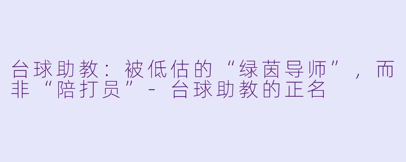 台球助教:被低估的“绿茵导师”,而非“陪打员”-台球助教的正名