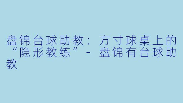 盘锦台球助教：方寸球桌上的“隐形教练”-盘锦有台球助教