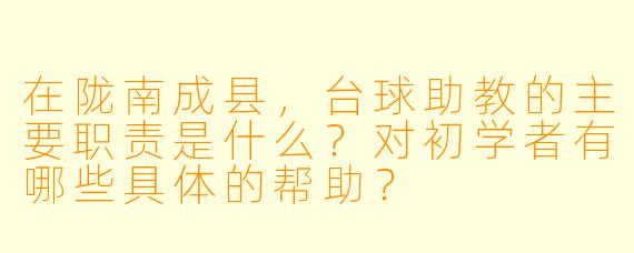 在陇南成县，台球助教的主要职责是什么？对初学者有哪些具体的帮助？