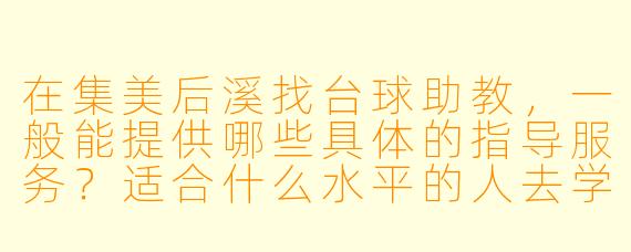 在集美后溪找台球助教,一般能提供哪些具体的指导服务?适合什么水平的人去学?