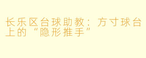 长乐区台球助教:方寸球台上的“隐形推手”
