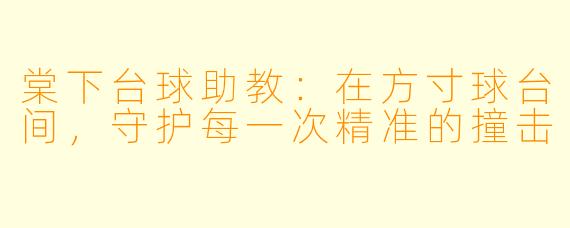 棠下台球助教：在方寸球台间，守护每一次精准的撞击