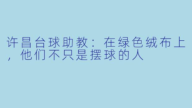 许昌台球助教:在绿色绒布上,他们不只是摆球的人