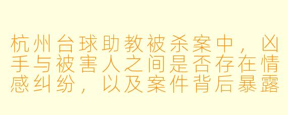 杭州台球助教被杀案中，凶手与被害人之间是否存在情感纠纷，以及案件背后暴露了哪些社会问题？