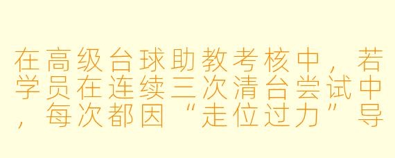 在高级台球助教考核中，若学员在连续三次清台尝试中，每次都因“走位过力”导致下一颗球角度过大而失误，你会如何调整教学策略？请具体说明你的诊断步骤和纠正方法。