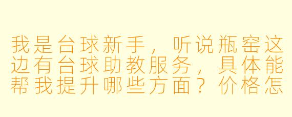 我是台球新手,听说瓶窑这边有台球助教服务,具体能帮我提升哪些方面?价格怎么算?