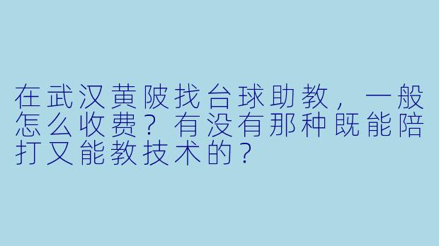 在武汉黄陂找台球助教,一般怎么收费?有没有那种既能陪打又能教技术的?