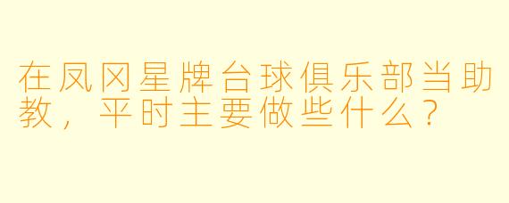 在凤冈星牌台球俱乐部当助教，平时主要做些什么？