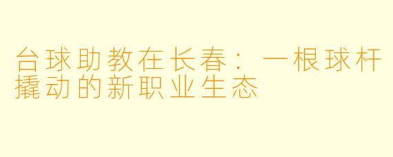 台球助教在长春:一根球杆撬动的新职业生态