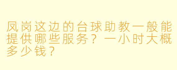 凤岗这边的台球助教一般能提供哪些服务？一小时大概多少钱？