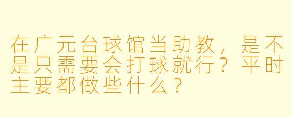 在广元台球馆当助教,是不是只需要会打球就行?平时主要都做些什么?
