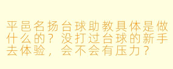 平邑名扬台球助教具体是做什么的?没打过台球的新手去体验,会不会有压力?