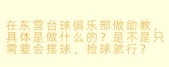 在东营台球俱乐部做助教,具体是做什么的?是不是只需要会摆球、捡球就行?