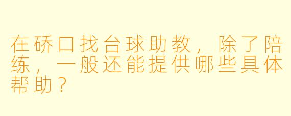 在硚口找台球助教,除了陪练,一般还能提供哪些具体帮助?