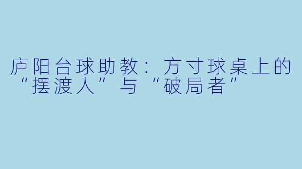 庐阳台球助教:方寸球桌上的“摆渡人”与“破局者”