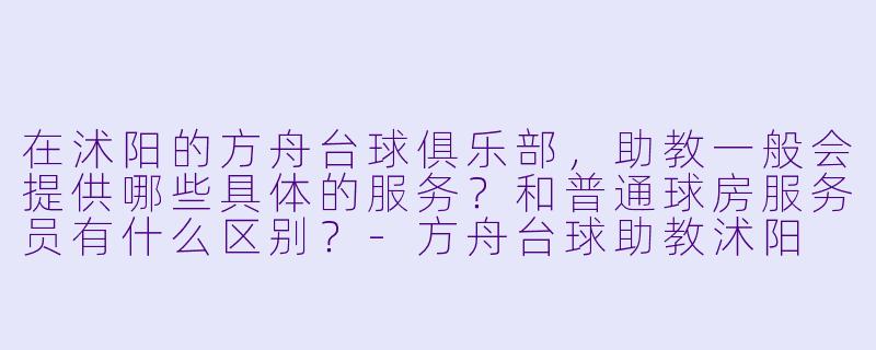 在沭阳的方舟台球俱乐部,助教一般会提供哪些具体的服务?和普通球房服务员有什么区别?-方舟台球助教沭阳