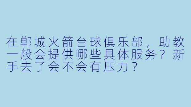 在郸城火箭台球俱乐部,助教一般会提供哪些具体服务?新手去了会不会有压力?