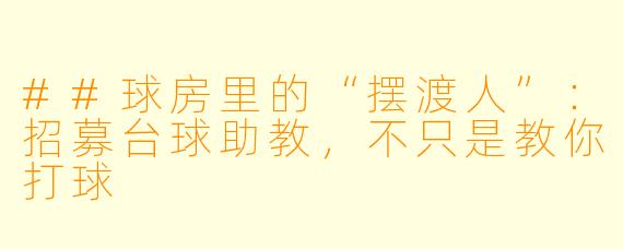 ##球房里的“摆渡人”:招募台球助教,不只是教你打球