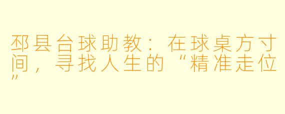 邳县台球助教:在球桌方寸间,寻找人生的“精准走位”