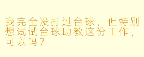 我完全没打过台球,但特别想试试台球助教这份工作,可以吗?