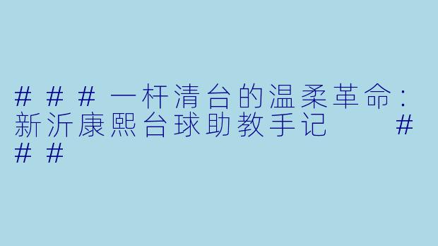 ###一杆清台的温柔革命:新沂康熙台球助教手记
###
