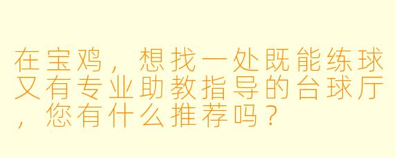 在宝鸡,想找一处既能练球又有专业助教指导的台球厅,您有什么推荐吗?