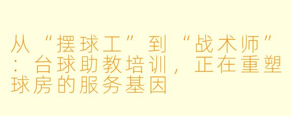 从“摆球工”到“战术师”:台球助教培训,正在重塑球房的服务基因
