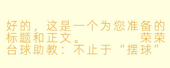 好的,这是一个为您准备的标题和正文。
荣荣台球助教:不止于“摆球”,更是你球桌上的“破局师”
