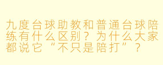 九度台球助教和普通台球陪练有什么区别?为什么大家都说它“不只是陪打”?