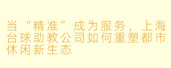 当“精准”成为服务,上海台球助教公司如何重塑都市休闲新生态