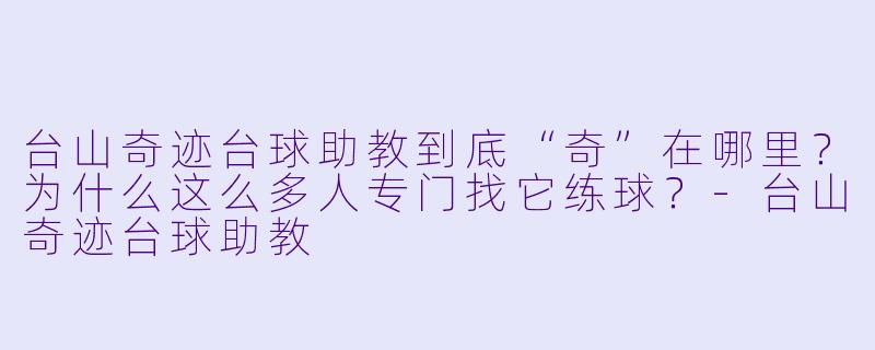 台山奇迹台球助教到底“奇”在哪里?为什么这么多人专门找它练球?-台山奇迹台球助教