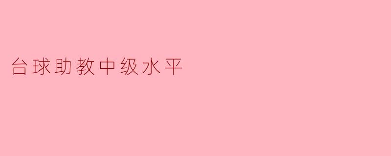 台球助教中级水平