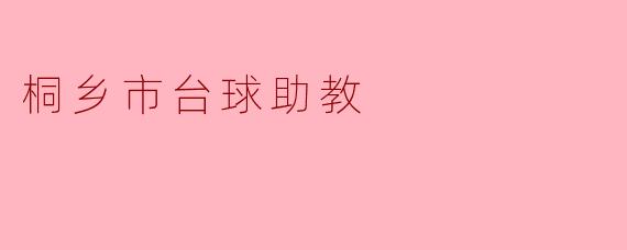 桐乡市台球助教