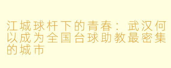 江城球杆下的青春:武汉何以成为全国台球助教最密集的城市