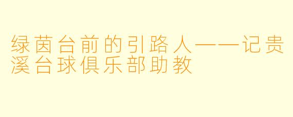 绿茵台前的引路人——记贵溪台球俱乐部助教