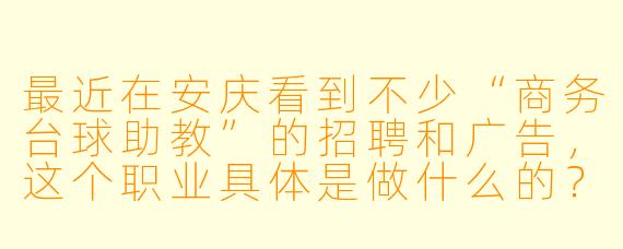 最近在安庆看到不少“商务台球助教”的招聘和广告,这个职业具体是做什么的?和普通台球陪练有什么区别?