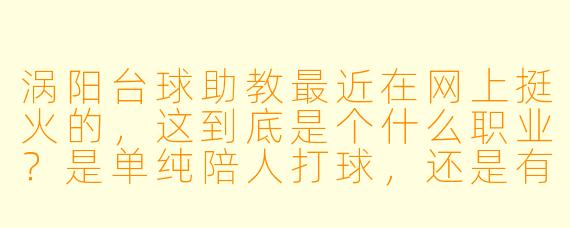 涡阳台球助教最近在网上挺火的,这到底是个什么职业?是单纯陪人打球,还是有什么特殊服务?