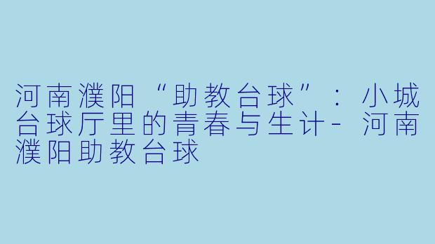 河南濮阳“助教台球”:小城台球厅里的青春与生计-河南濮阳助教台球