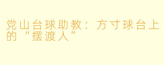 党山台球助教:方寸球台上的“摆渡人”