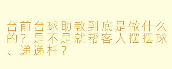 台前台球助教到底是做什么的?是不是就帮客人摆摆球、递递杆?