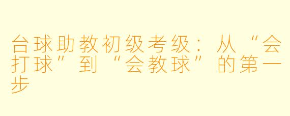 台球助教初级考级：从“会打球”到“会教球”的第一步